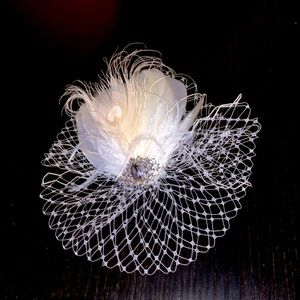 Wedding Hat Veil Feather Hair Clip